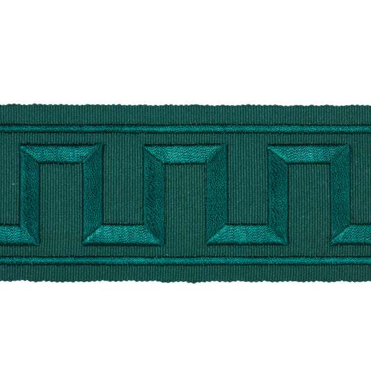 Purchase 70804 | Greek Key Embroidered Tape, Emerald - Schumacher Trim