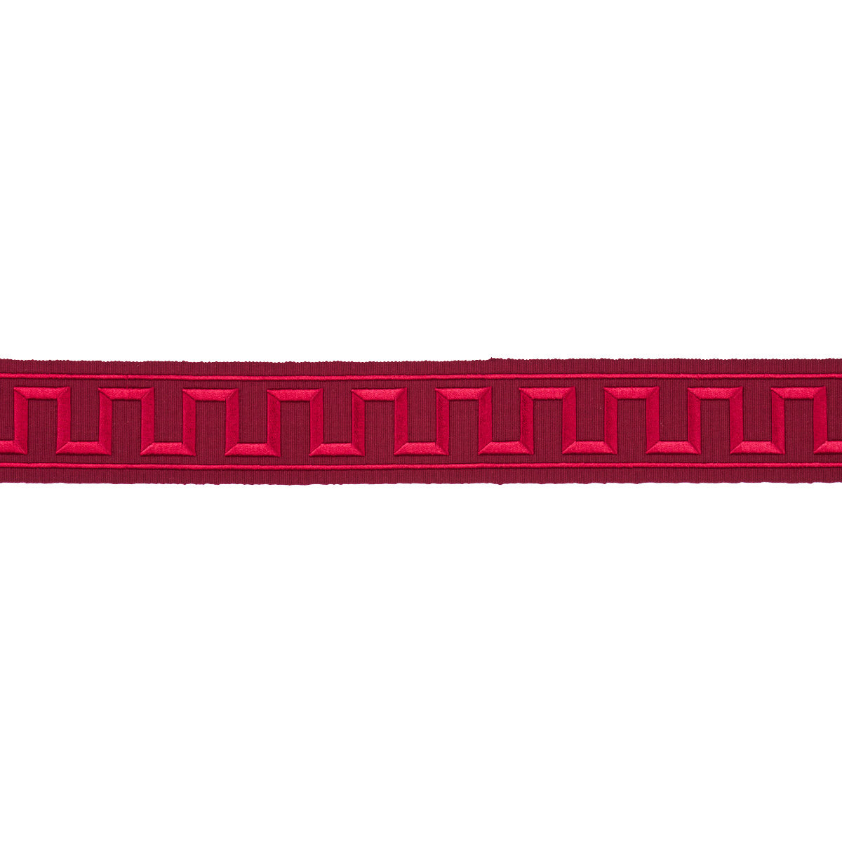 Purchase 70805 | Greek Key Embroidered Tape, Burgundy - Schumacher Trim