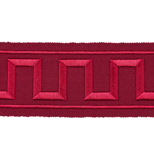 Purchase 70805 | Greek Key Embroidered Tape, Burgundy - Schumacher Trim