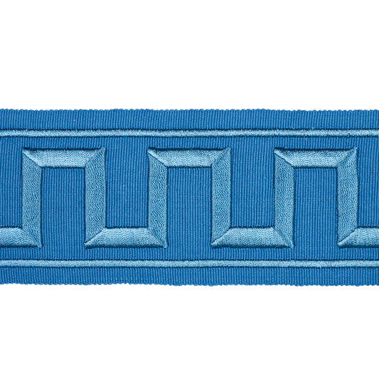 Purchase 70806 | Greek Key Embroidered Tape, Teal - Schumacher Trim