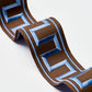 Purchase 70807 | Greek Key Embroidered Tape, Blue On Brown - Schumacher Trim