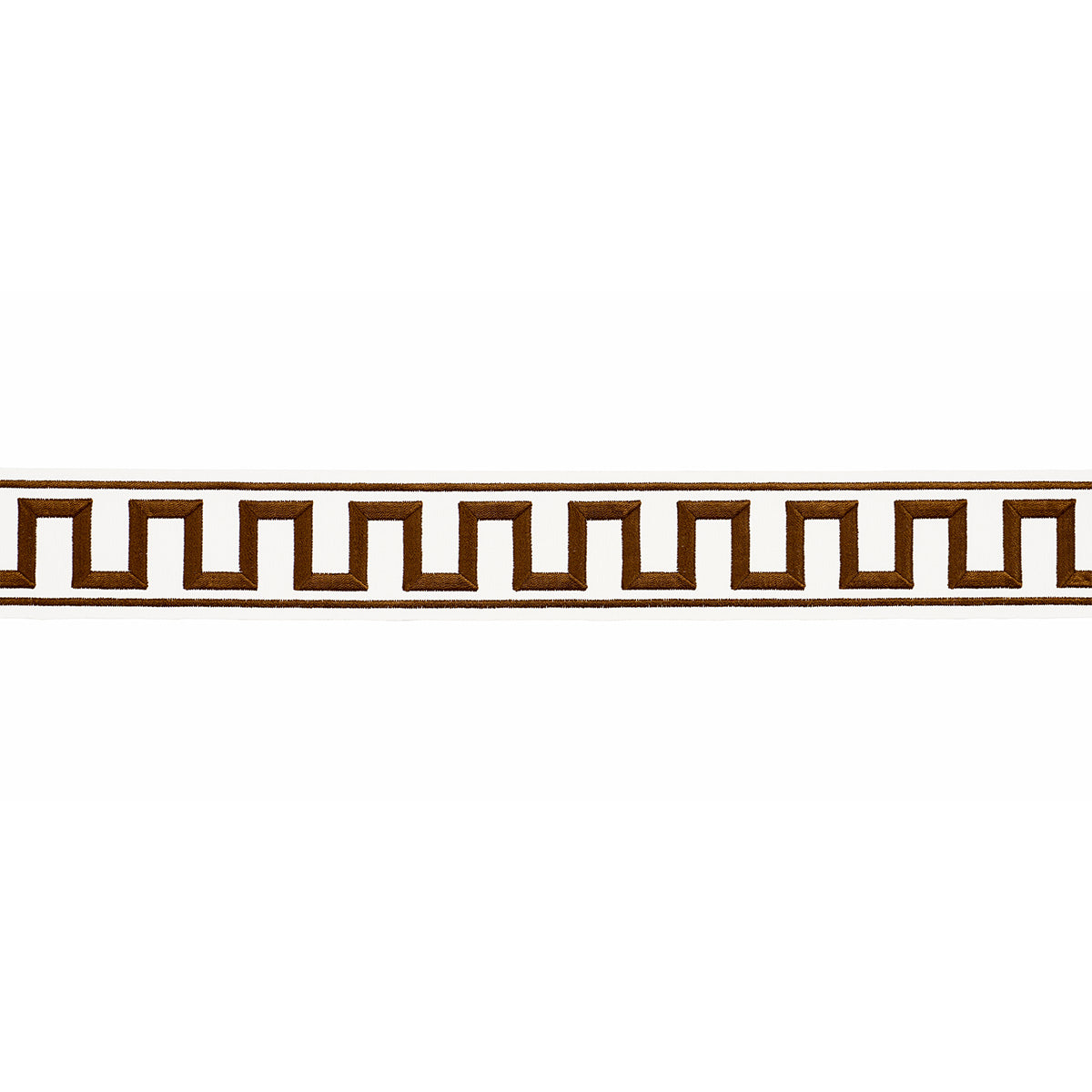 Purchase 70808 | Greek Key Embroidered Tape, Brown - Schumacher Trim