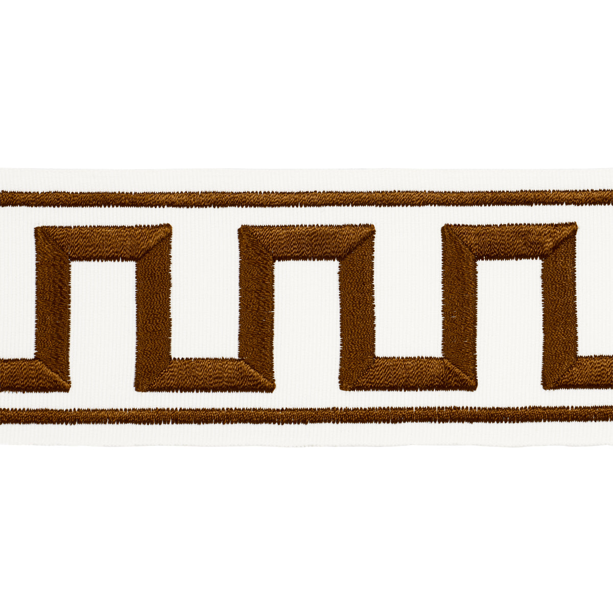 Purchase 70808 | Greek Key Embroidered Tape, Brown - Schumacher Trim