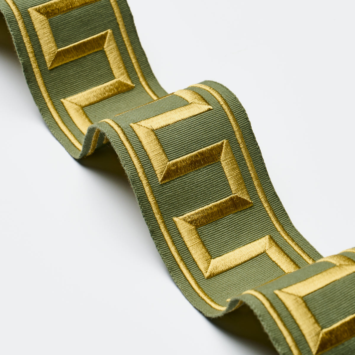 Purchase 70809 | Greek Key Embroidered Tape, Olive - Schumacher Trim