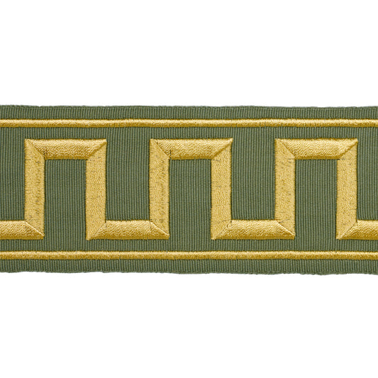 Purchase 70809 | Greek Key Embroidered Tape, Olive - Schumacher Trim