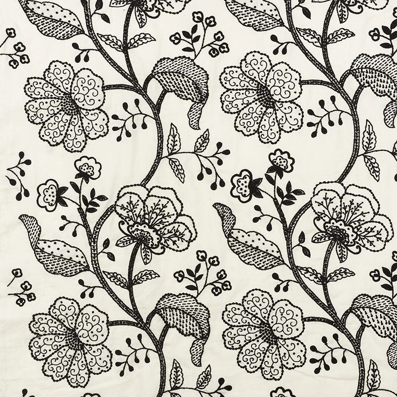 View 70812 Full Bloom Embroidery Ink by Schumacher Fabric