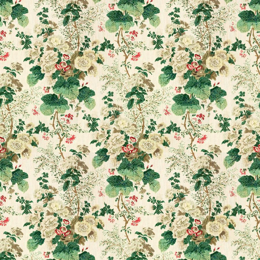 Sample 7136.LJ.0 Hollyhock Hdb, White Brown Multipurpose Fabric by Lee Jofa