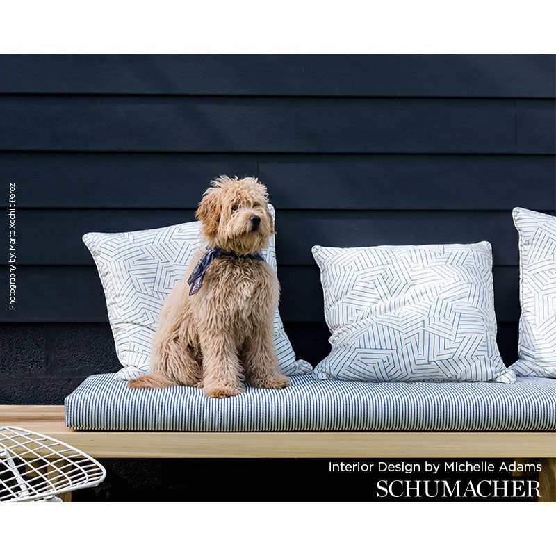 Purchase 71742 | Stitched Stripe Indoor/Outdoor, Blue - Schumacher Fabric
