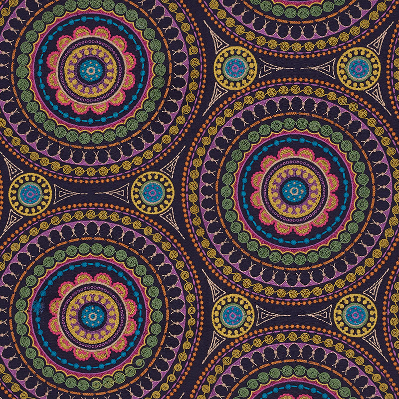 Buy 71950 Idris Embroidery Navy Multi by Schumacher Fabric