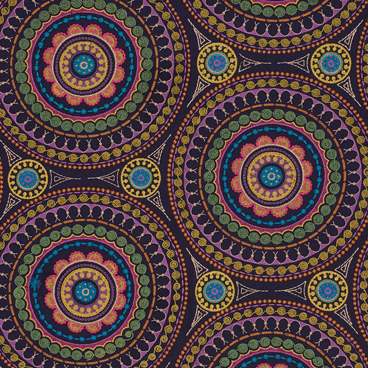 Buy 71950 Idris Embroidery Navy Multi by Schumacher Fabric