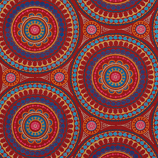 Acquire 71951 Idris Embroidery Red Multi by Schumacher Fabric