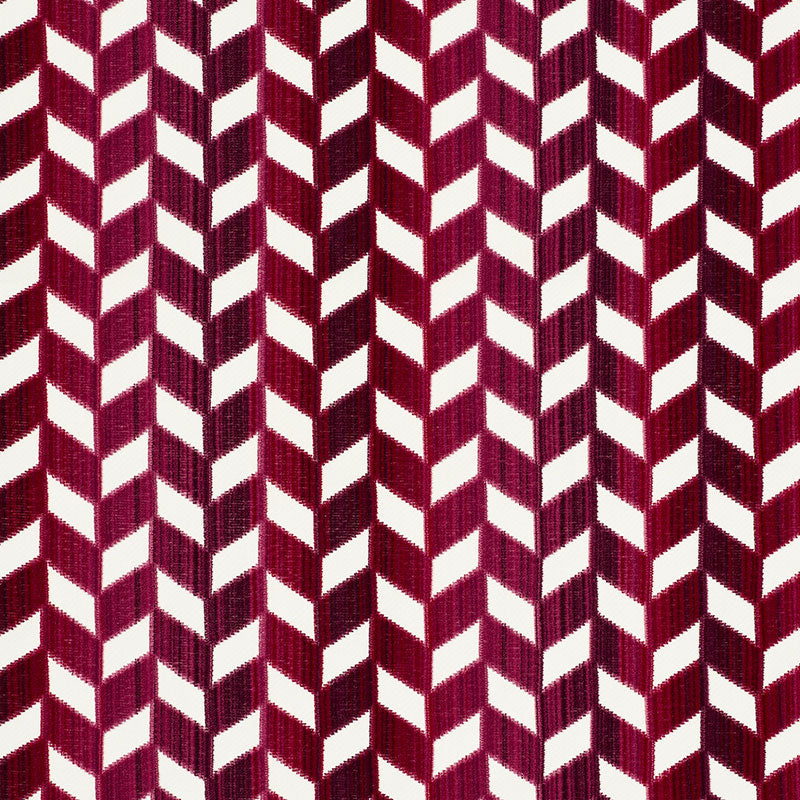 Order 72812 Chevron Strie Velvet Garnet by Schumacher Fabric