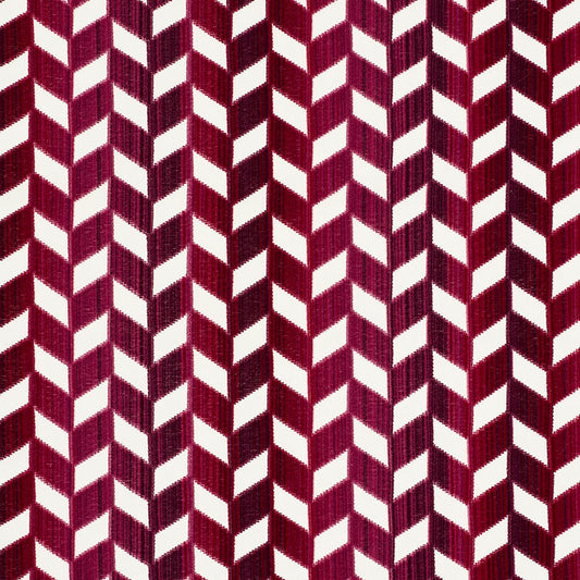 Order 72812 Chevron Strie Velvet Garnet by Schumacher Fabric