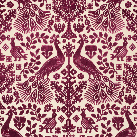 View 72972 Pavone Velvet Garnet by Schumacher Fabric