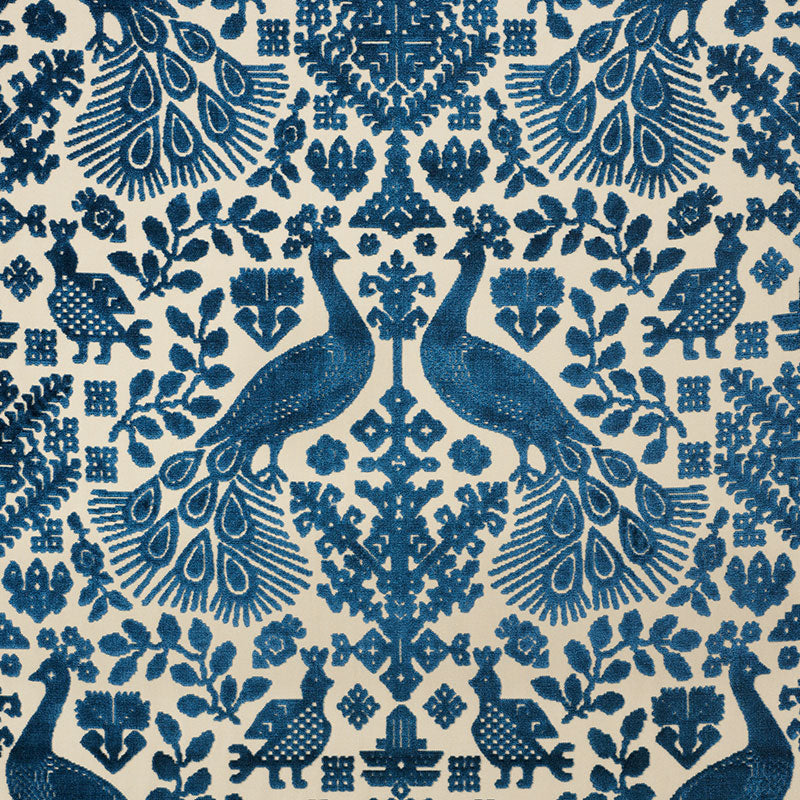 Looking 72973 Pavone Velvet Peacock by Schumacher Fabric
