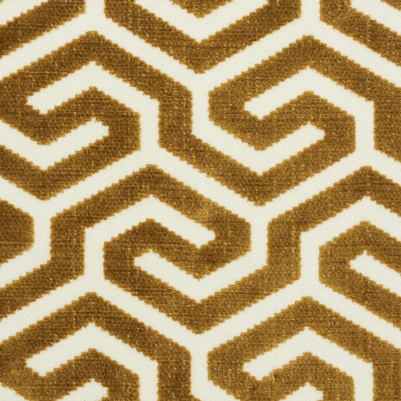 Looking 73102 Ming Fret Velvet Bronze by Schumacher Fabric