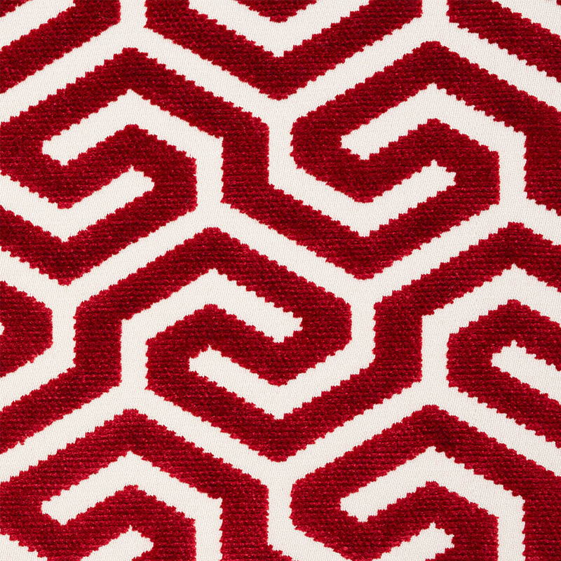 View 73105 Ming Fret Velvet Red by Schumacher Fabric