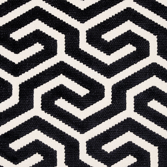 Looking 73107 Ming Fret Velvet Black by Schumacher Fabric