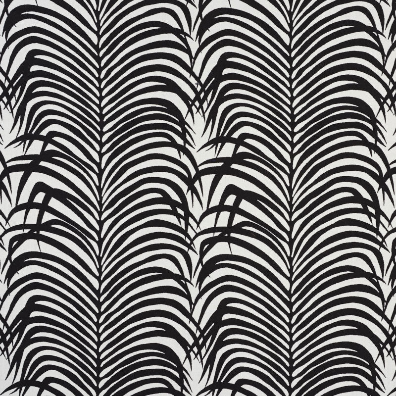 Looking 73173 Zebra Palm Indoor/Outdoor Black by Schumacher Fabric