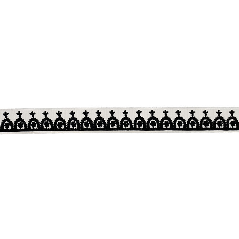 Purchase 74155 | Noelia Embroidered Tape, Black On Ivory - Schumacher Trim