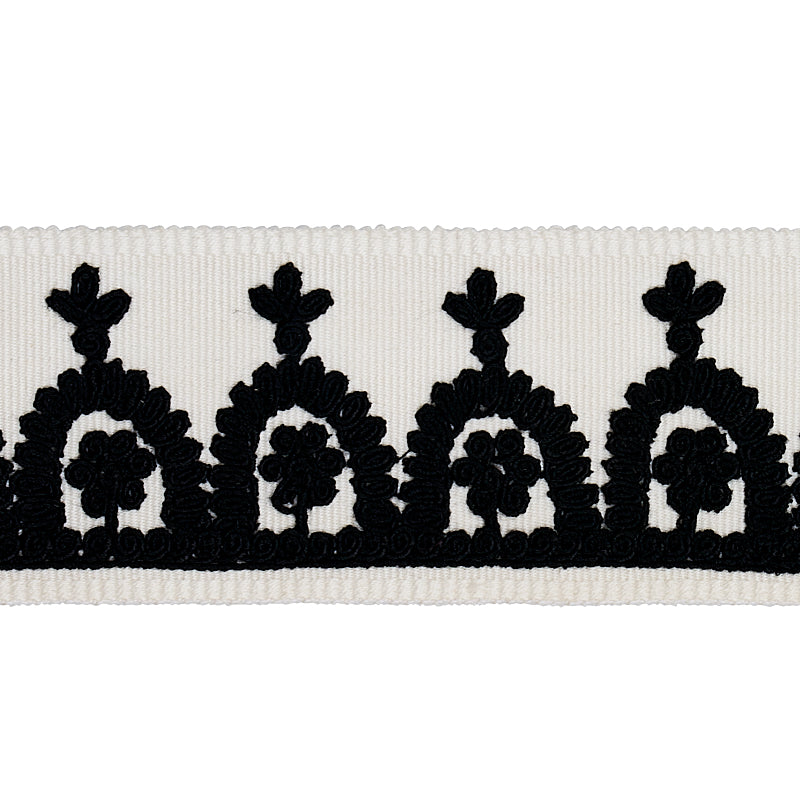 Purchase 74155 | Noelia Embroidered Tape, Black On Ivory - Schumacher Trim