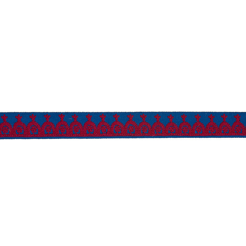Purchase 74156 | Noelia Embroidered Tape, Red On Blue - Schumacher Trim