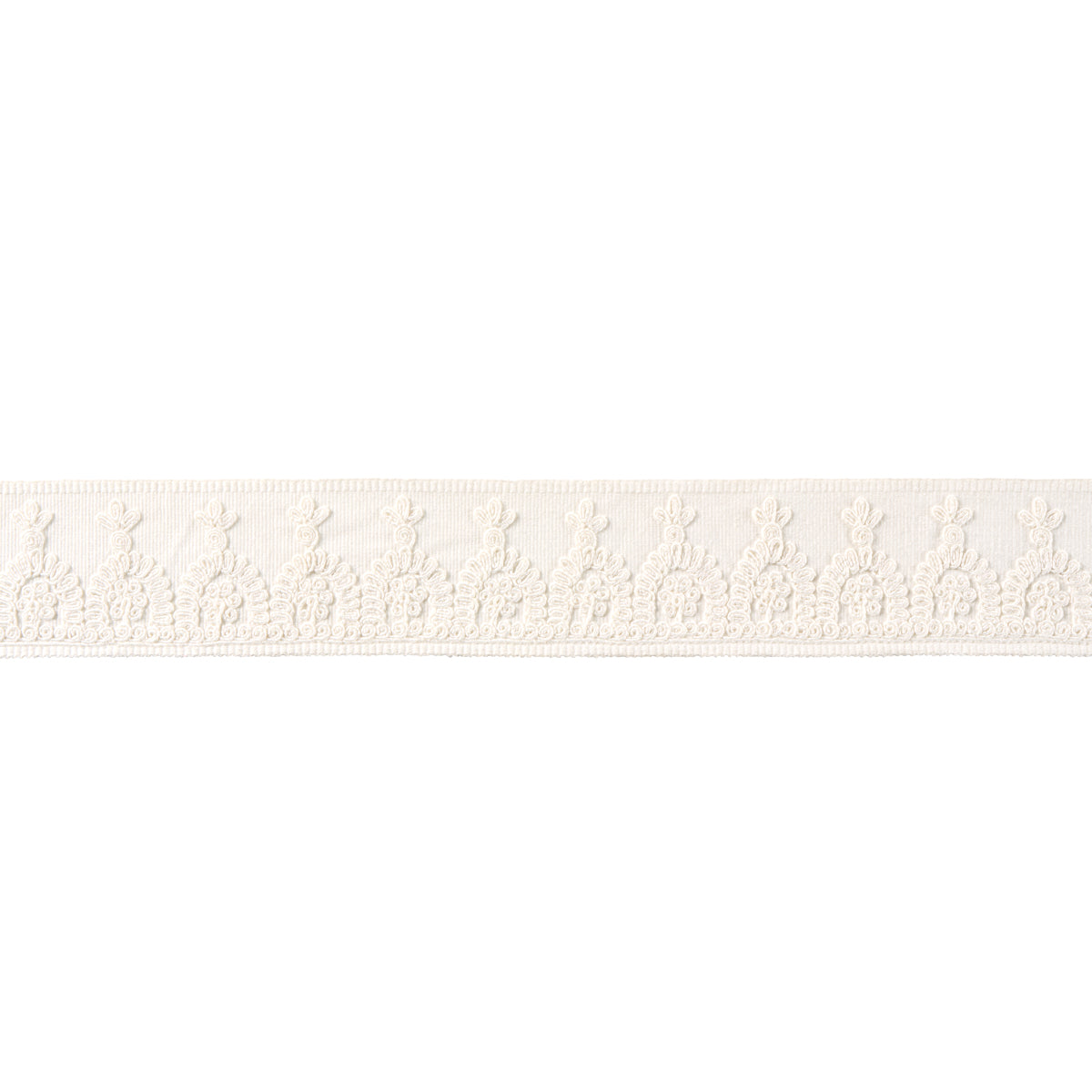 Purchase 74158 | Noelia Embroidered Tape, White - Schumacher Trim