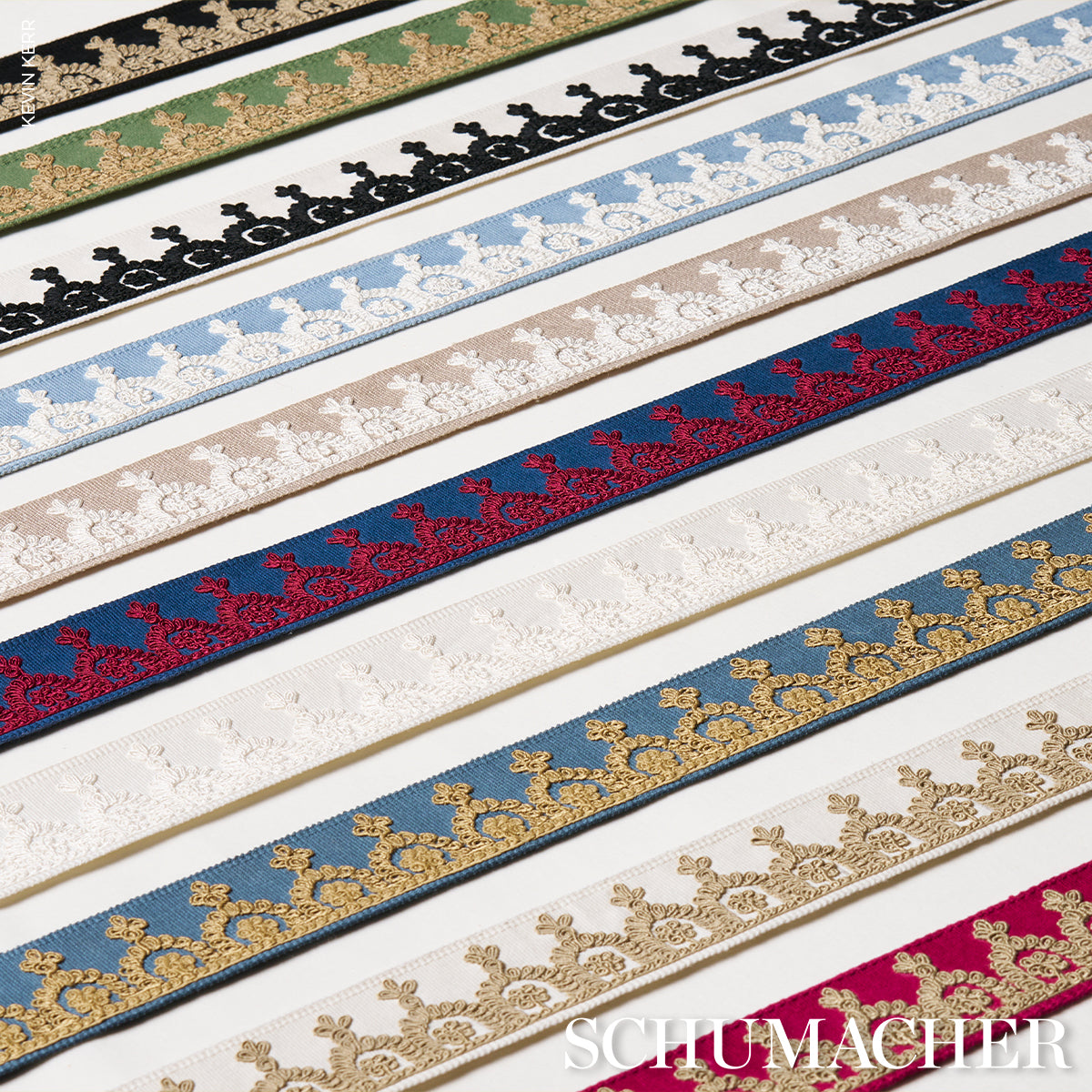 Purchase 74158 | Noelia Embroidered Tape, White - Schumacher Trim