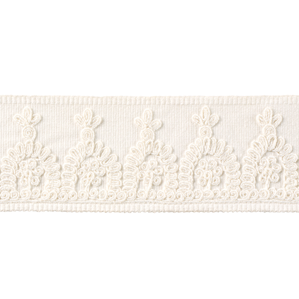 Purchase 74158 | Noelia Embroidered Tape, White - Schumacher Trim