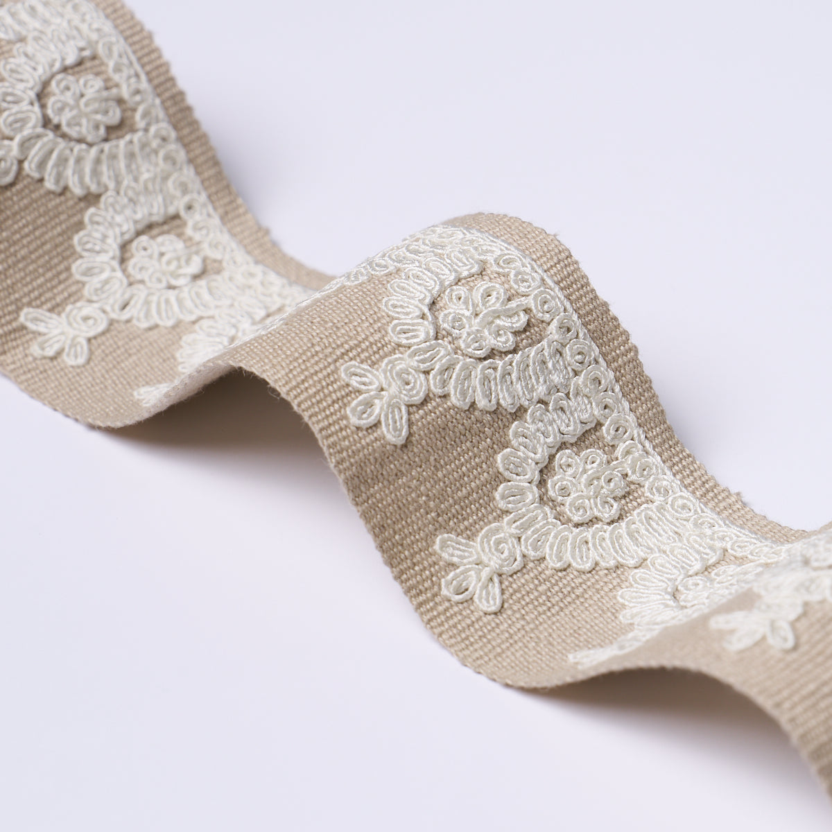 Purchase 74159 | Noelia Embroidered Tape, Natural - Schumacher Trim