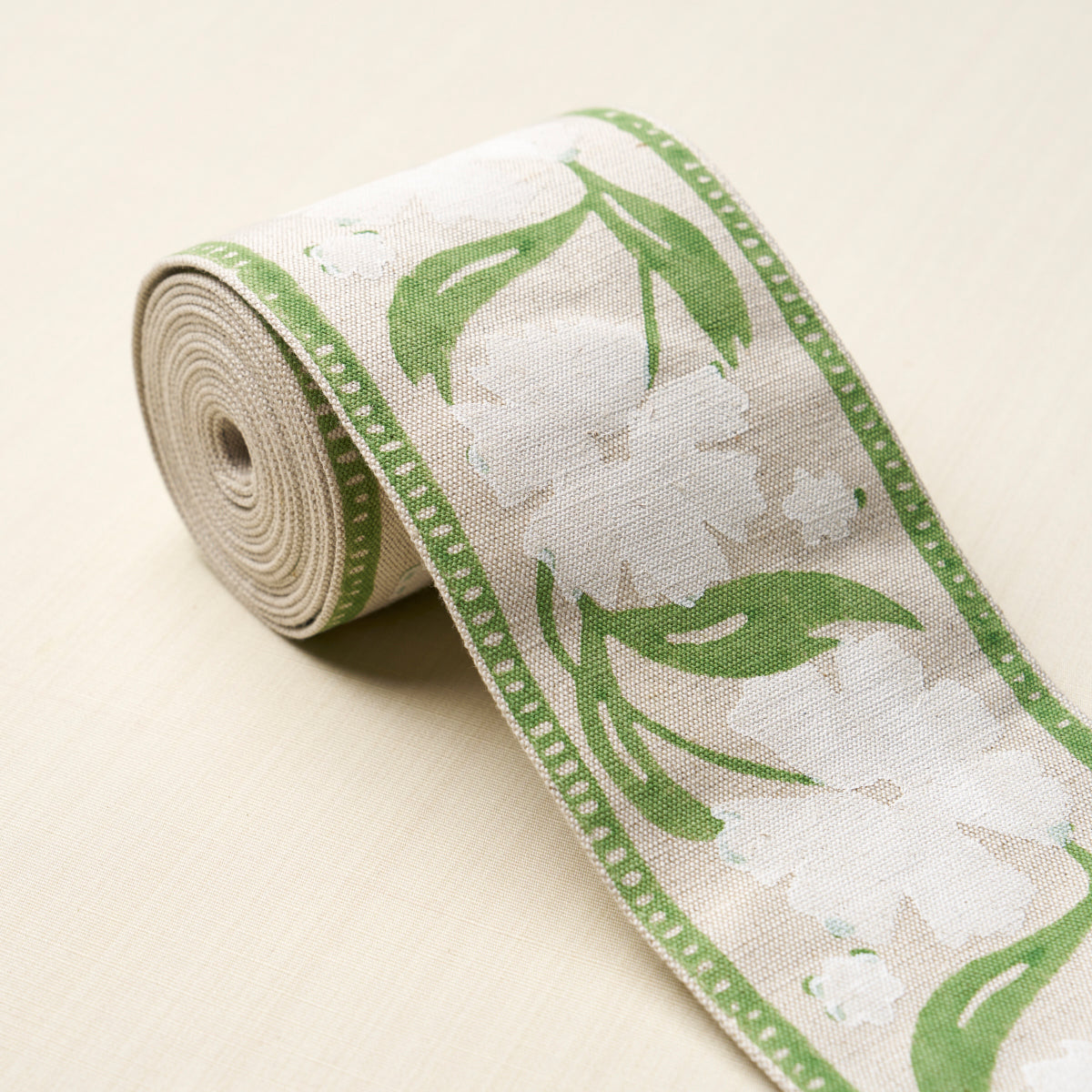Purchase 74405 | Adra Hand Blocked Tape, Ivory & Leaf - Schumacher Trim