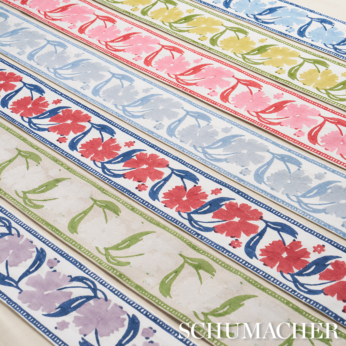 Purchase 74405 | Adra Hand Blocked Tape, Ivory & Leaf - Schumacher Trim