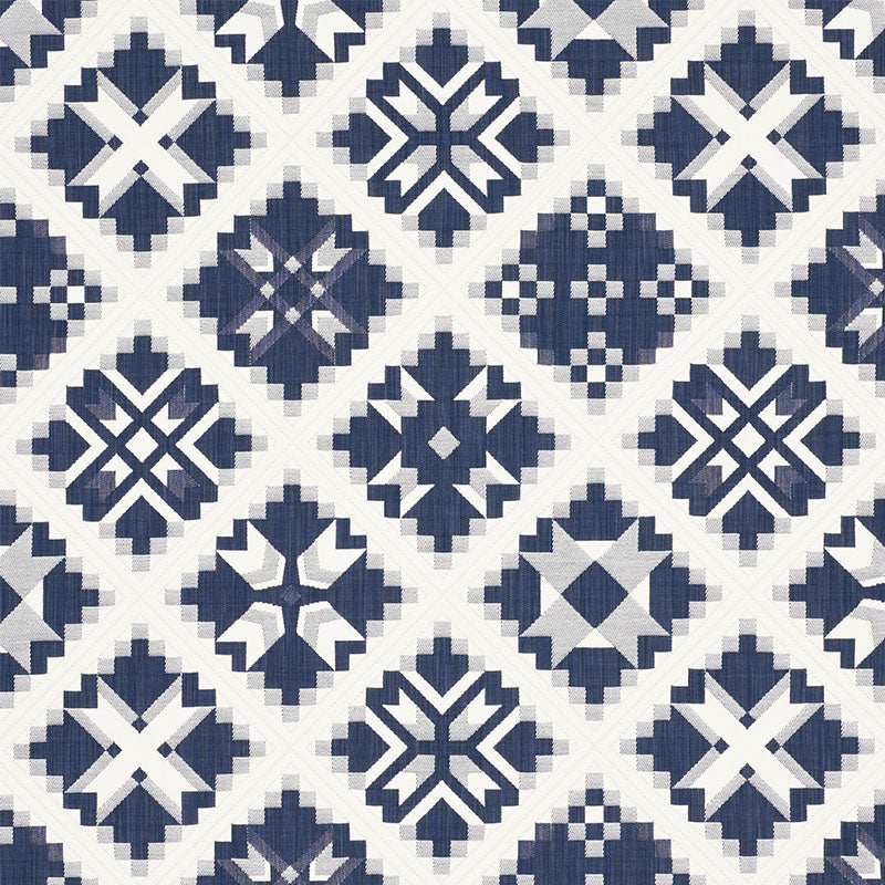 Find 76760 Tristan Patchwork Indigo by Schumacher Fabric
