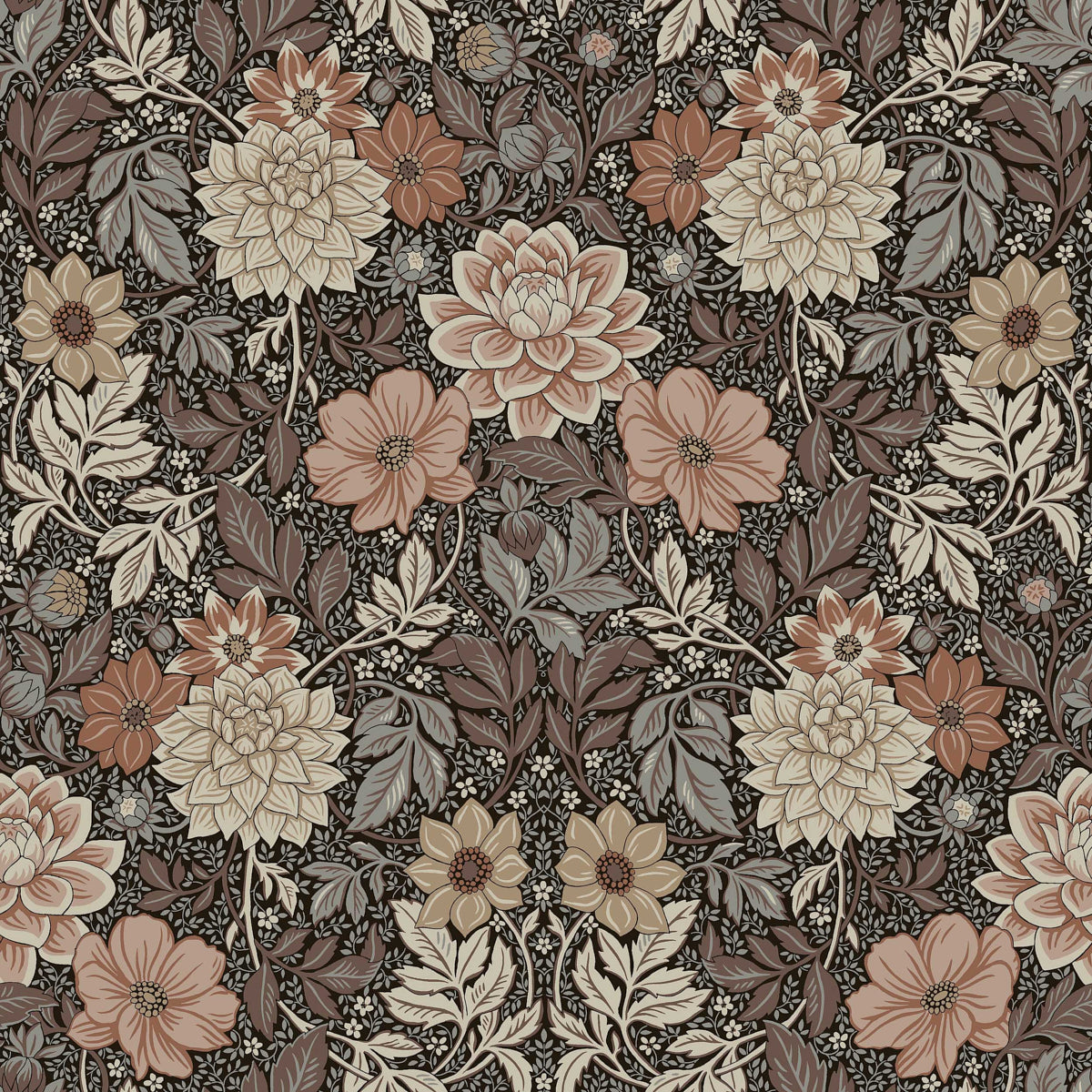 Purchase 7689 | Dahlia Garden, Brown - Borastapeter Wallpaper