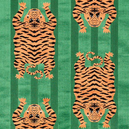 Looking 77233 Jokhang Tiger Velvet Green by Schumacher Fabric