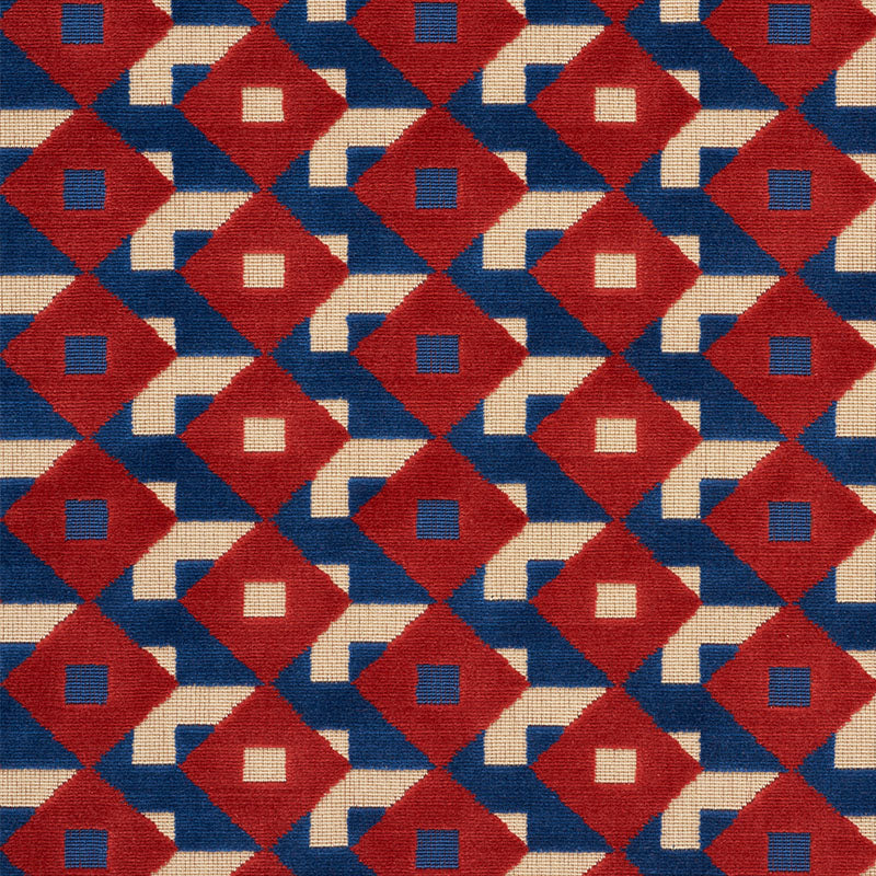 Purchase 77241 Dazzle Ship Velvet Blue & Red by Schumacher Fabric