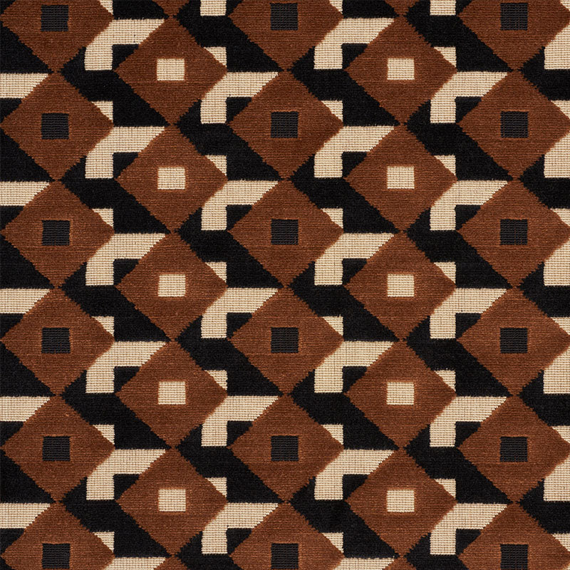 Find 77242 Dazzle Ship Velvet Brown & Black by Schumacher Fabric