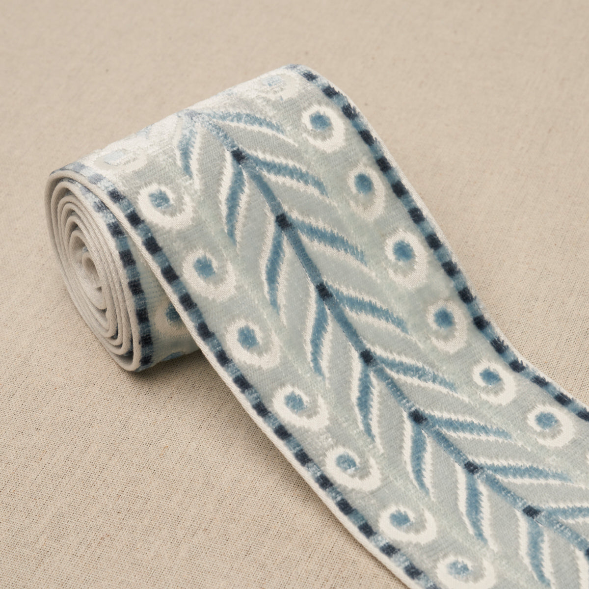 Purchase 77623 | Marion Velvet Tape, Sky - Schumacher Trim