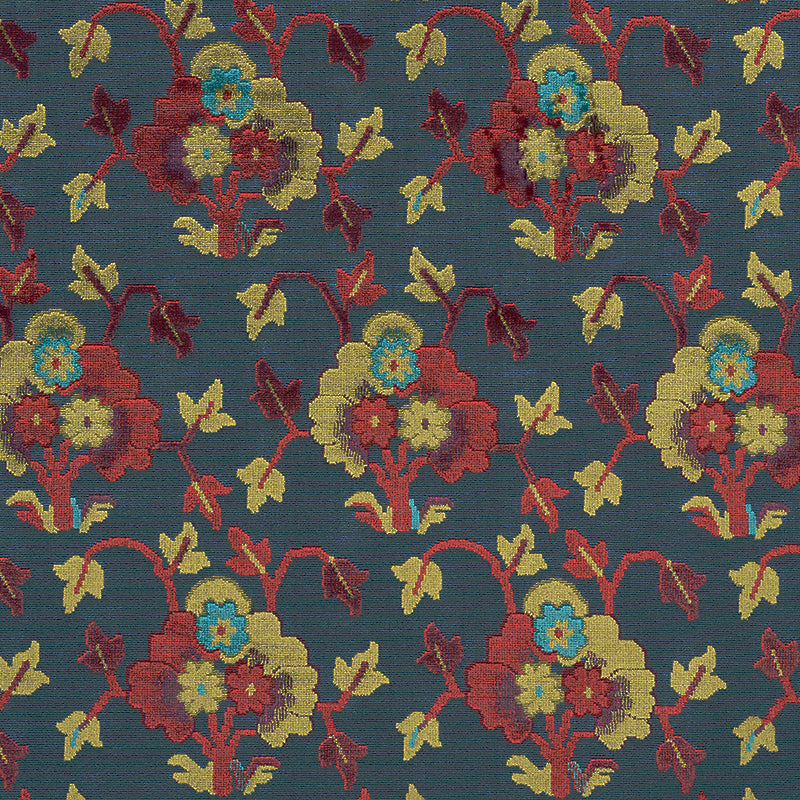 Order 77741 Jennie Velvet Blue & Red by Schumacher Fabric