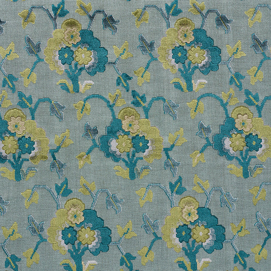 Save 77742 Jennie Velvet Peacock & Celadon by Schumacher Fabric