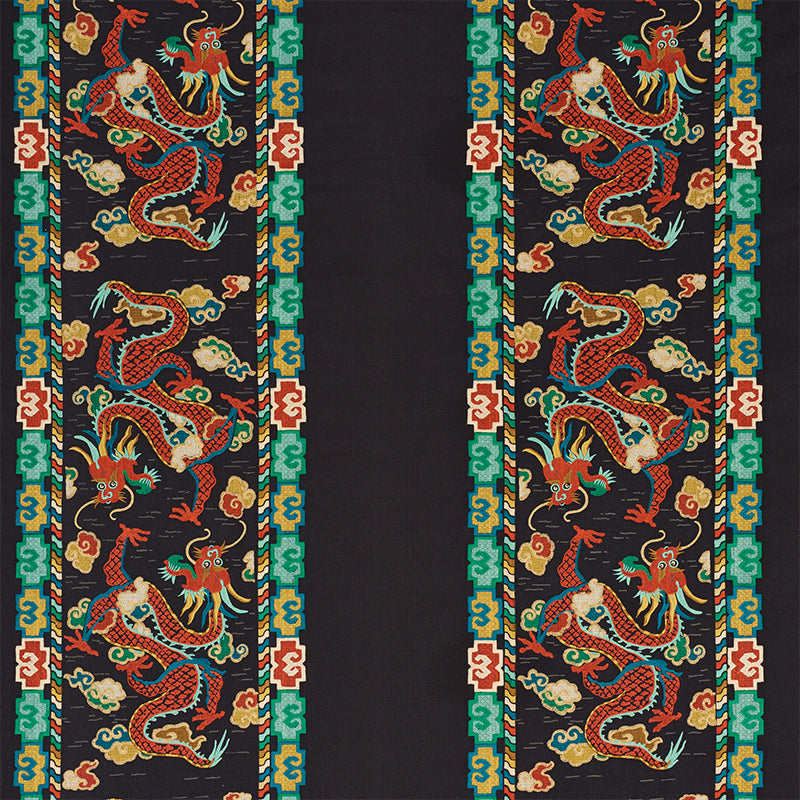 Acquire 78090 Lotan Dragon Embroidery Black by Schumacher Fabric