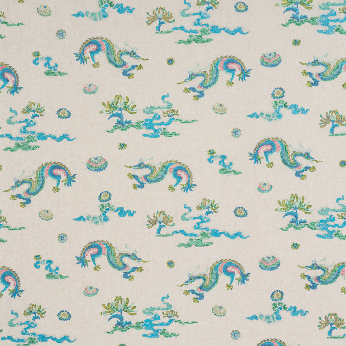 Looking 78110 Hanlun Dragon Embroidery Natural by Schumacher Fabric