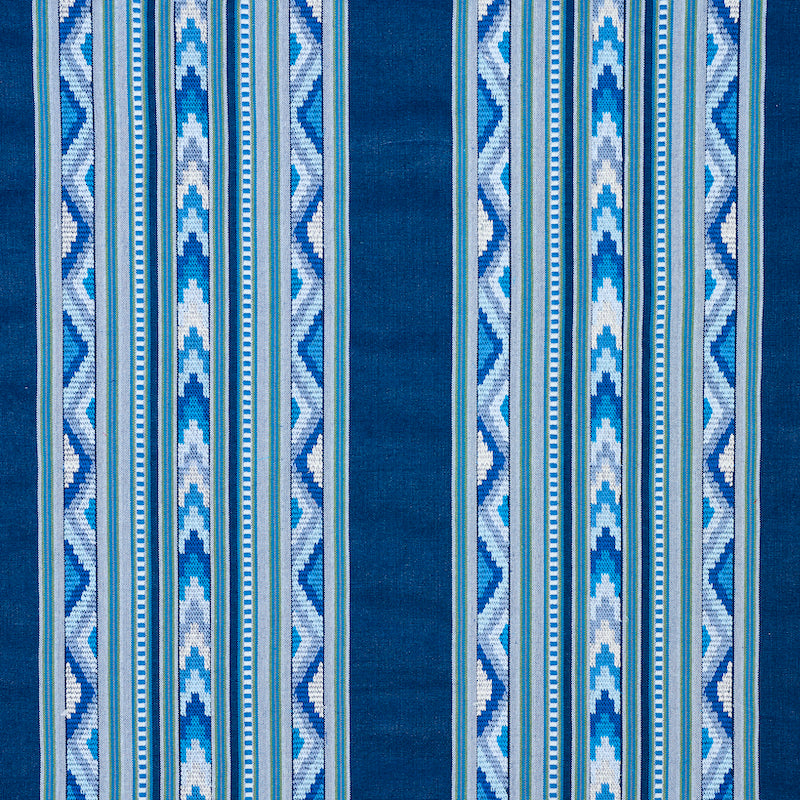 Looking 78390 Zarzuela Stripe Embroidery Indigo by Schumacher Fabric