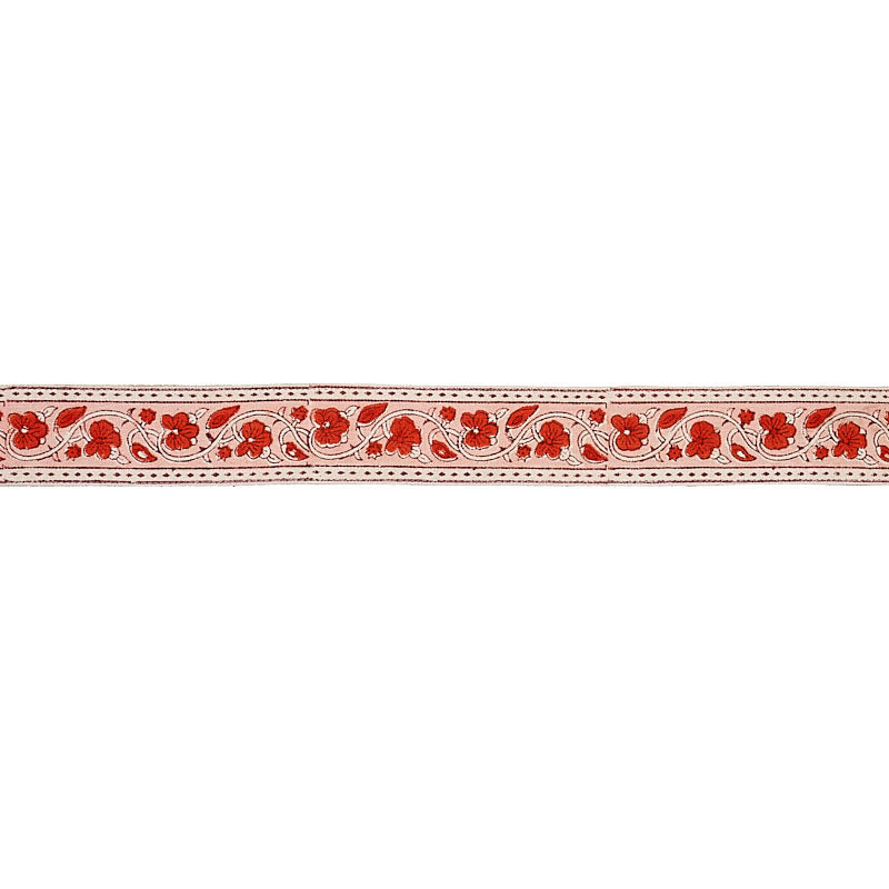 Purchase 78590 | Mila Hand Block Print Tape, Red - Schumacher Trim