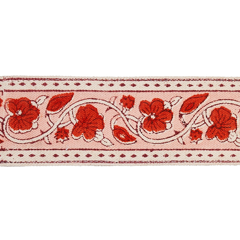 Purchase 78590 | Mila Hand Block Print Tape, Red - Schumacher Trim