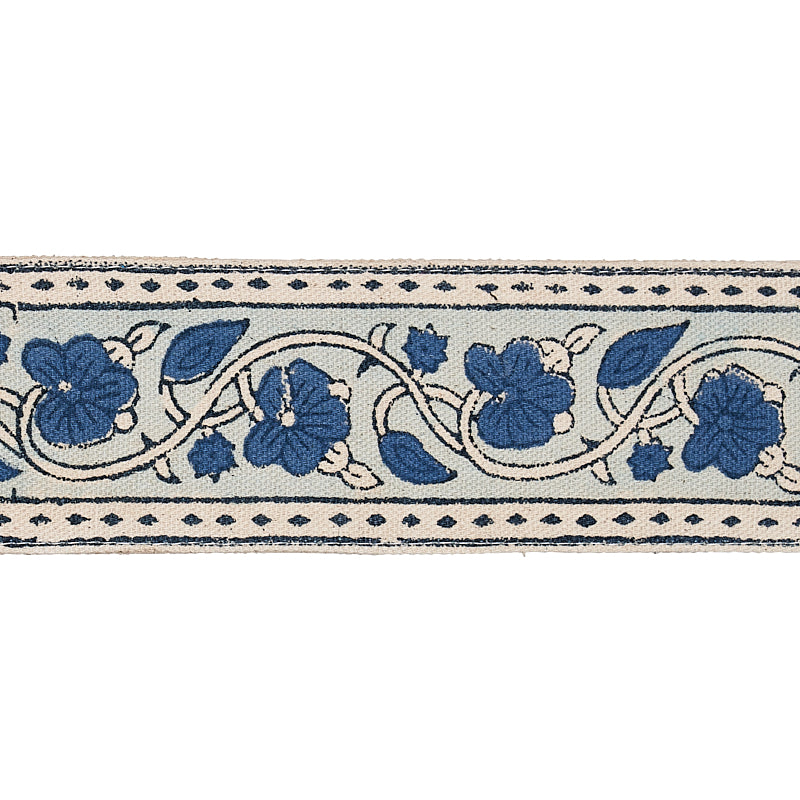 Purchase 78591 | Mila Hand Block Print Tape, Blue - Schumacher Trim