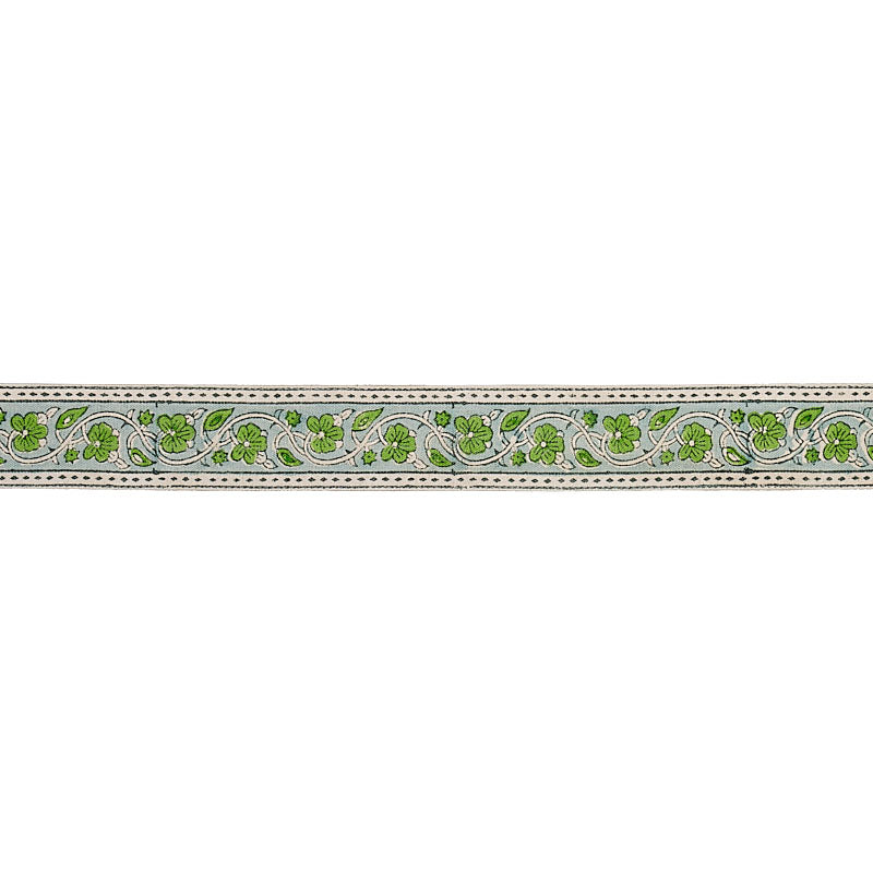 Purchase 78592 | Mila Hand Block Print Tape, Green - Schumacher Trim