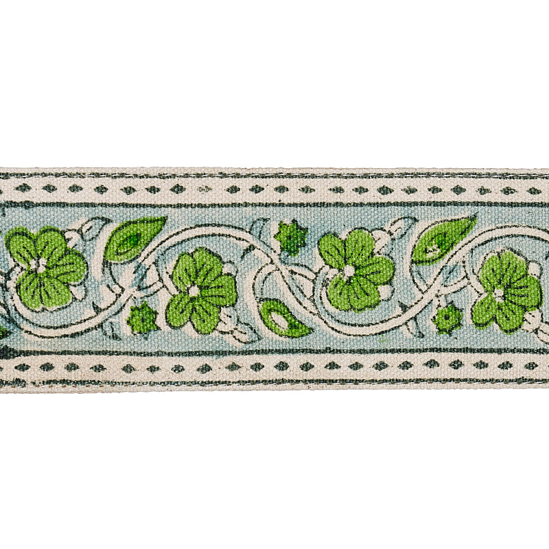 Purchase 78592 | Mila Hand Block Print Tape, Green - Schumacher Trim