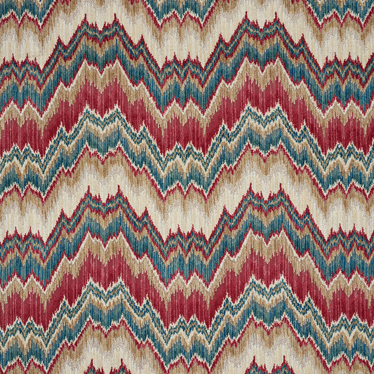 View 78790 Bezique Flamestitch Velvet Red & Peacock by Schumacher Fabric