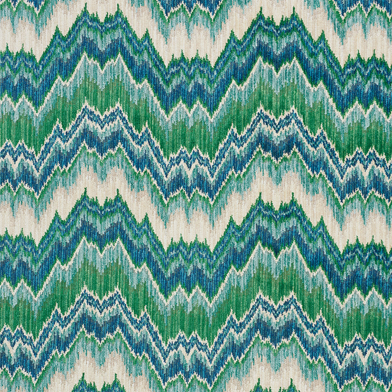 Order 78791 Bezique Flamestitch Velvet Blue & Green by Schumacher Fabric